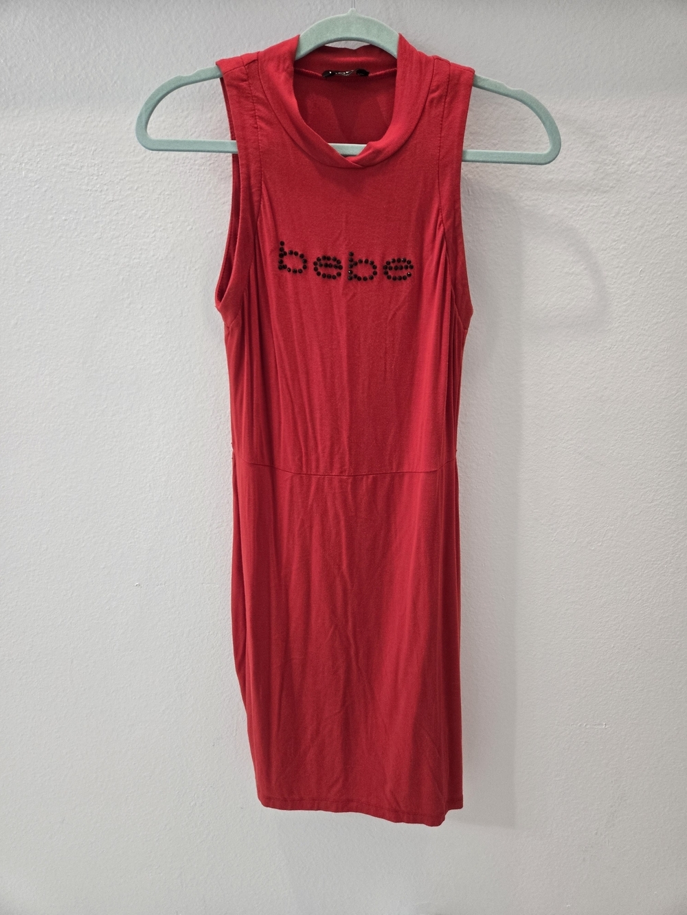 Bebe Red Sleeveless Mock Neck Bodycon Dress Size SP